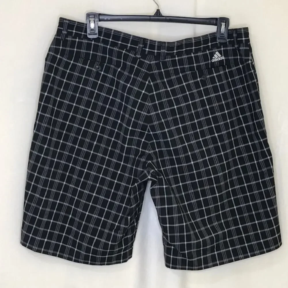 Adidas black white plaid shorts men's size 40 (inseam 11